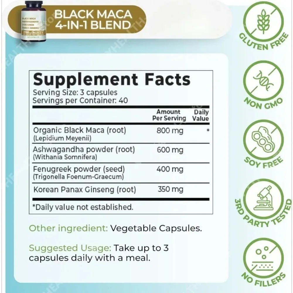 4-in-1 Organic Black Maca Root - Valerian Root Capsule 评论和价格