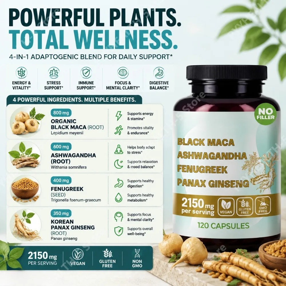 4-in-1 Organic Black Maca Root - Valerian Root Capsule 评论和价格